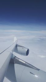 Low angle view of airplane wing