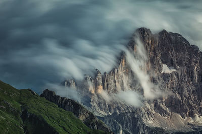 Panoramic view of rocky mountains against sky