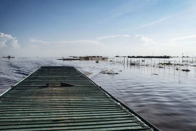 Pier over sea against sky