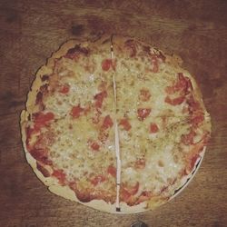 Close-up of pizza on table