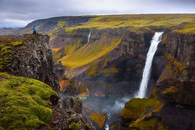 Scenic view of waterfall
