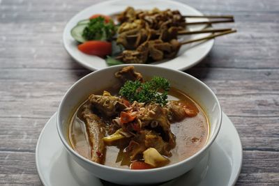 Indonesian traditional food namely thengkleng made from goat bones