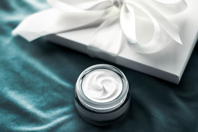 High angle view of stethoscope on table