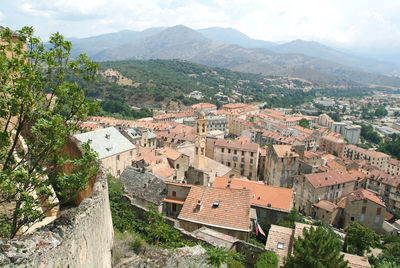 High angle view of townscape against sky