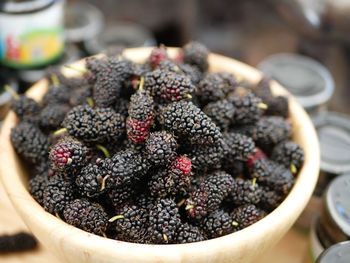 Close-up of fresh fruits in container
