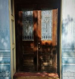 Closed door of building