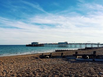 Scenic view of beach against sky