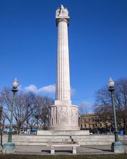 Low angle view of eiffel tower against clear sky