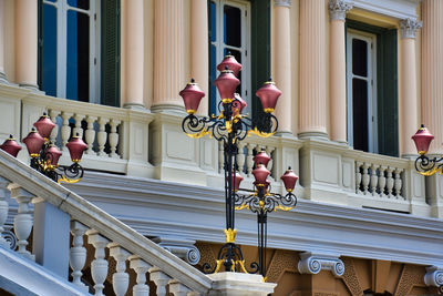 Low angle view of people outside building