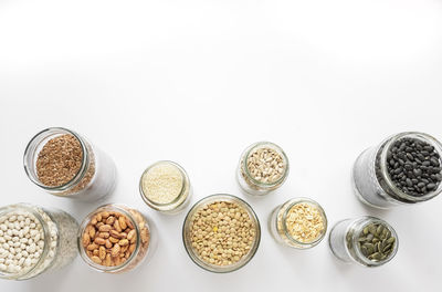 High angle view of breakfast on table