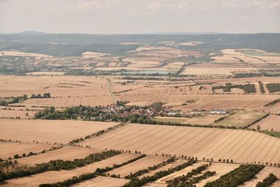 High angle view of townscape against sky