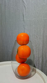 High angle view of orange fruit on table