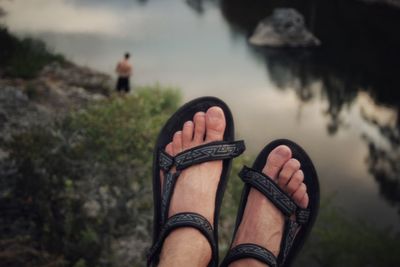 Low section of woman in lake