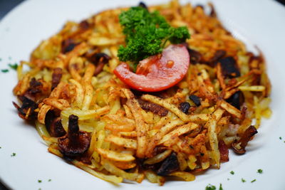 High angle view of meal served in plate