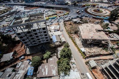 High angle view of cityscape in city