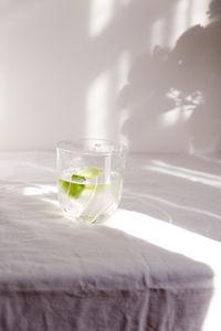 Glass of water on table