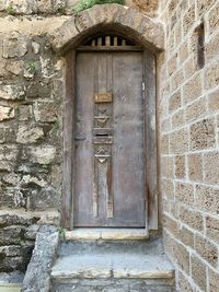 Closed door of old building