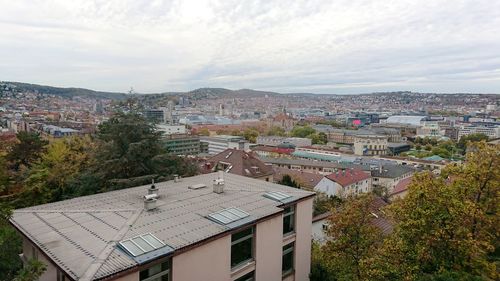 High angle view of townscape against sky