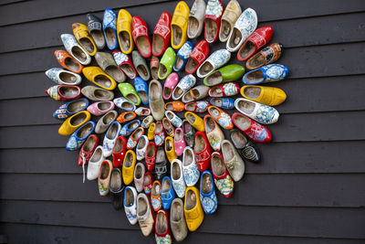 High angle view of colorful paint