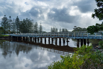 Bridge over river against sky