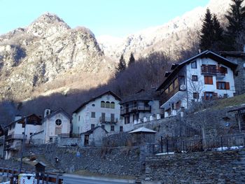 Houses and buildings in town during winter