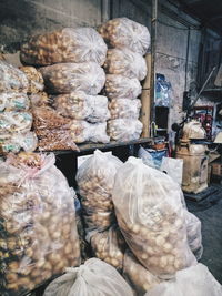 Decoration in plastic bags in factory