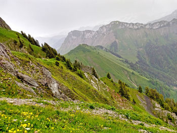 Scenic view of mountains against sky
