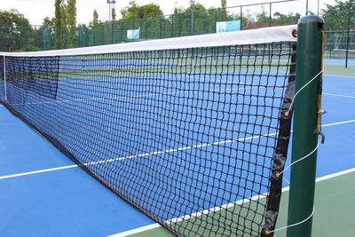 Soccer field seen through fence