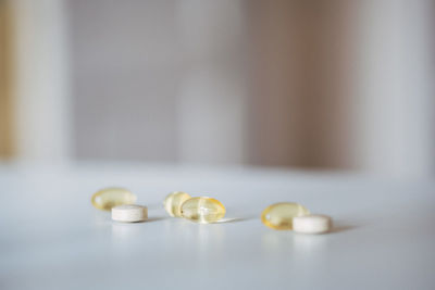 Close-up of pills on table