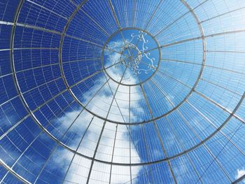 Full frame shot of metallic cupola against sky