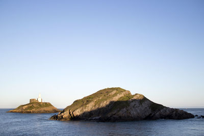 Scenic view of sea against clear sky