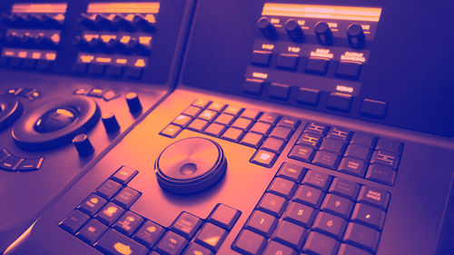 High angle view of computer keyboard on table