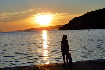 Scenic view of sea at sunset