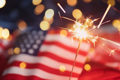 Close-up of sparkler at night