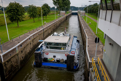 Panoramic view of canal amidst trees