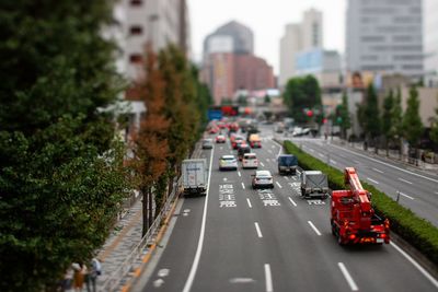 Traffic on road in city