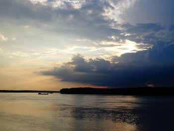 Scenic view of sea against dramatic sky