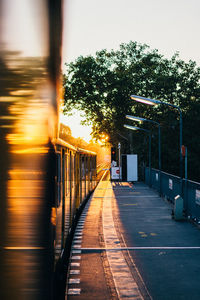 Blurred motion of train against sky