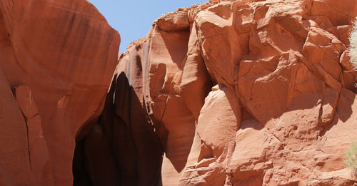 Low angle view of rock formations in desert