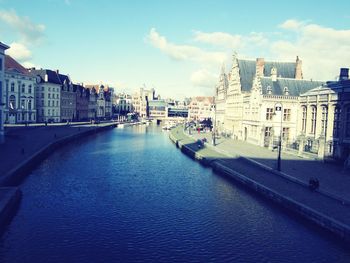 View of canal along buildings