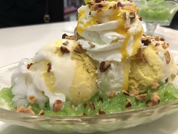 Close-up of ice cream in plate