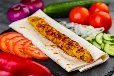 Close-up of food on table