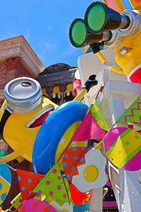 Close-up of toys for sale at market stall