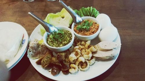 Close-up of food served in plate