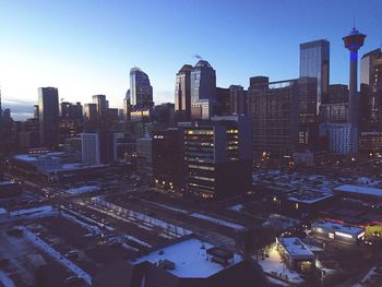 View of cityscape against clear sky