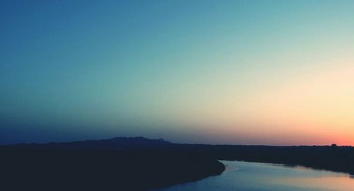 Scenic view of calm sea against clear sky