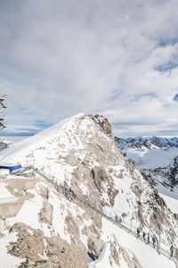 Snow covered landscape against sky