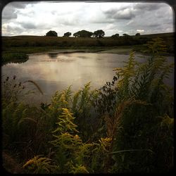 Scenic view of lake against sky