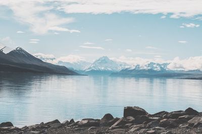 Scenic view of lake against sky