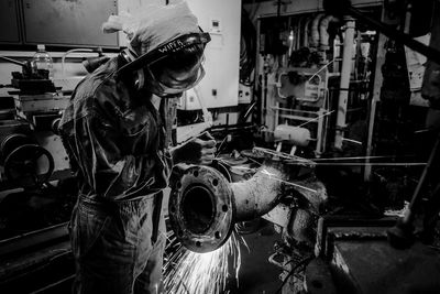 Woman working in machine